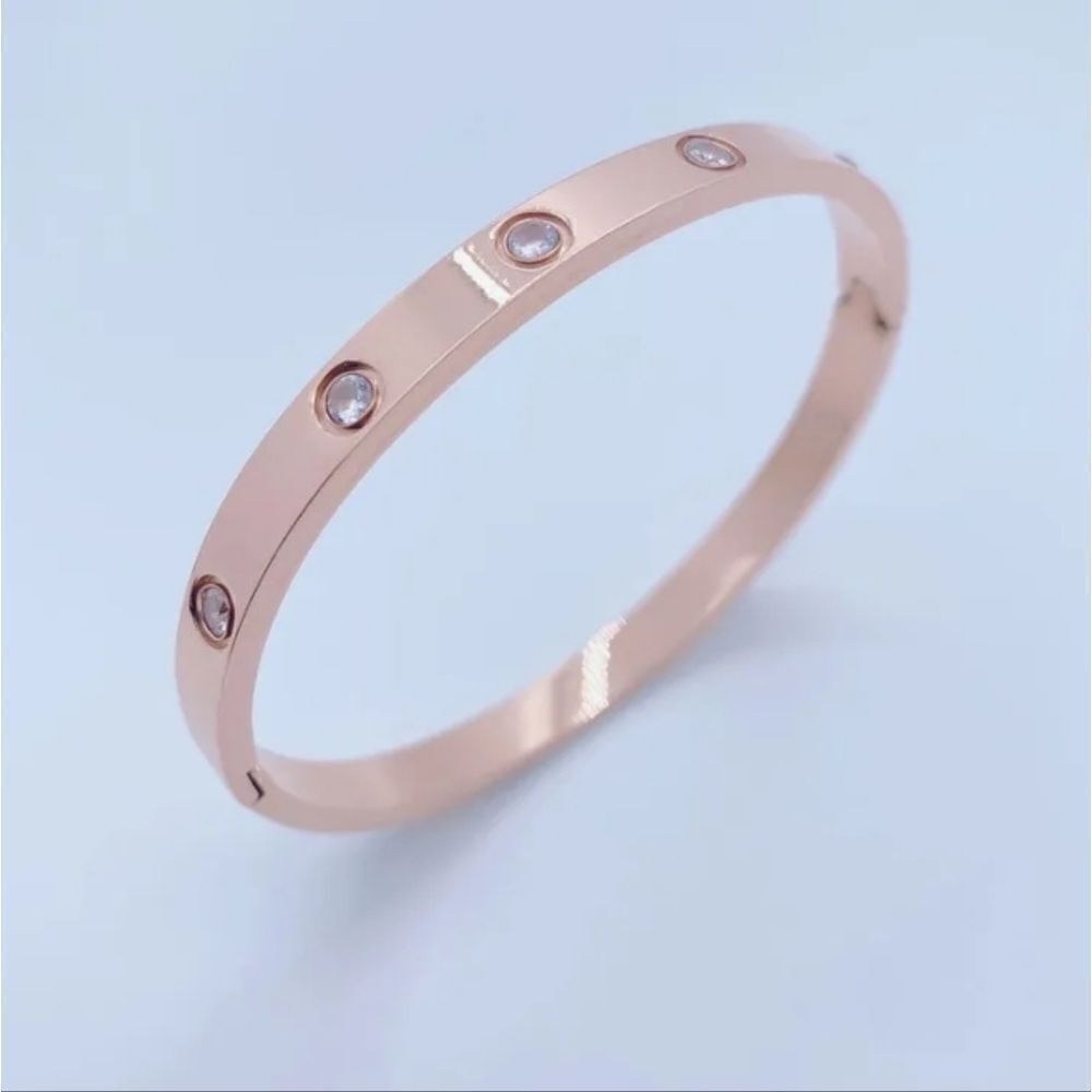 Luxury Rose Gold Plated Stainless Steel Bangle Bracelet